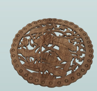 中式荷花荷叶雕花su模型