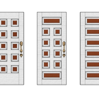 中式单开门su模型