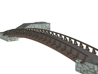 中式石拱桥su模型