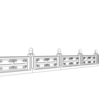 中式石雕护栏su模型