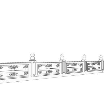 中式石雕护栏su模型
