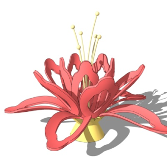 现代花朵雕塑摆件su模型