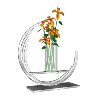 现代花瓶花卉su模型