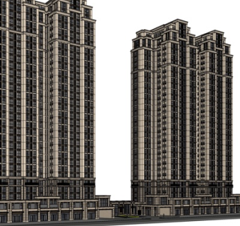新古典高层公寓楼su模型