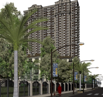 欧式公寓楼su模型