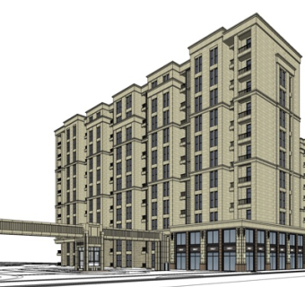 新古典公寓楼su模型