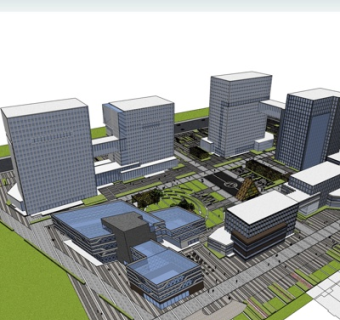 现代办公楼规划su模型