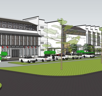 新中式酒楼su模型