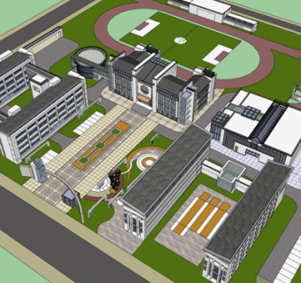 新中式学校规划su模型