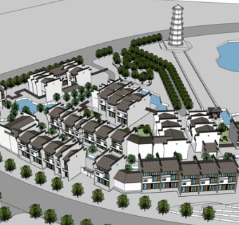 新中式房屋规划su模型