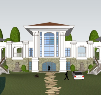 欧式小区大门su模型