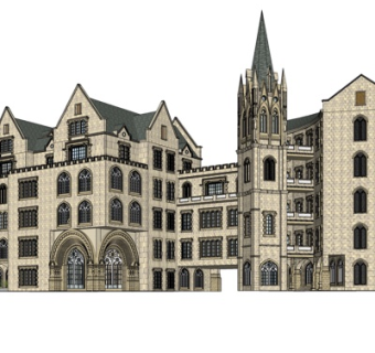 欧式酒店su模型