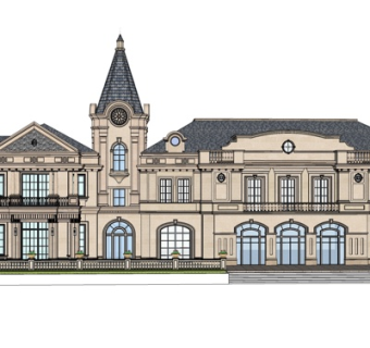 欧式酒店su模型