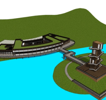 现代景观台su模型