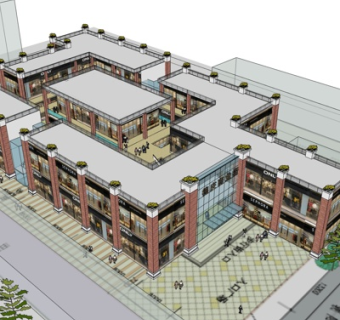 现代商业街su模型