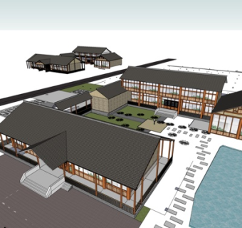 新中式房屋建筑su模型