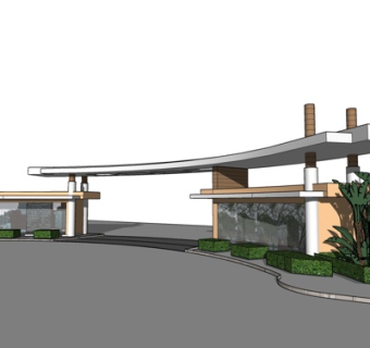 现代小区大门su模型