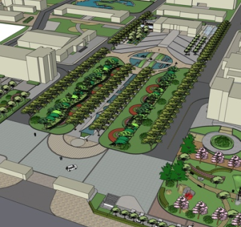 现代公园规划su模型