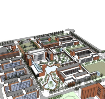 现代办公楼规划su模型