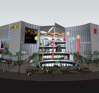 现代沿街商业建筑su模型