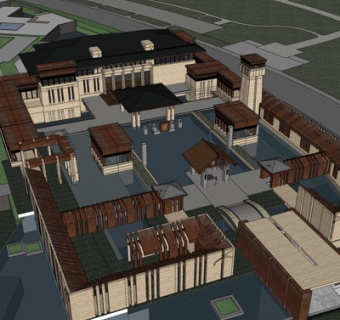 新中式商务会所su模型