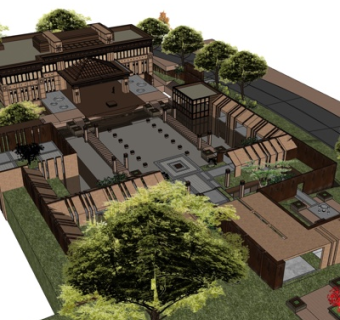 新中式商务会所su模型