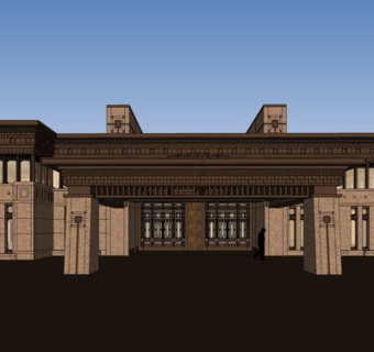 新中式商务会所su模型