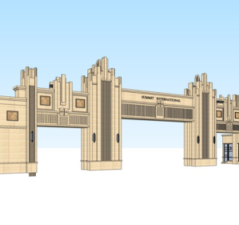 新古典门头构件su模型