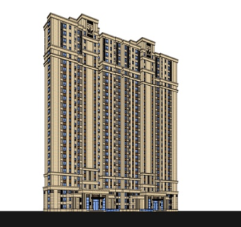 新古典高层公寓楼su模型