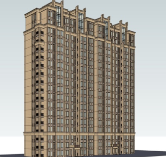 新古典高层公寓楼su模型