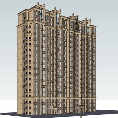 新古典高层公寓楼su模型