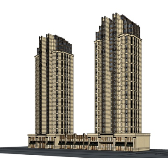 新古典高层公寓楼su模型