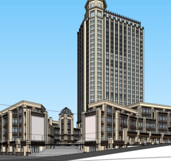 欧式商业街su模型