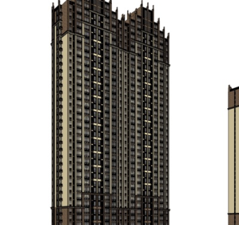 现代高层公寓楼su模型