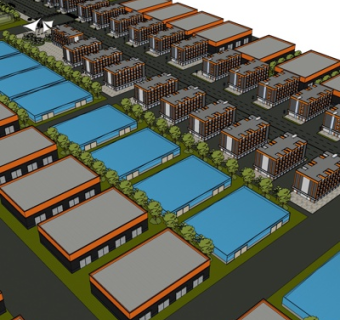 现代商业区规划su模型