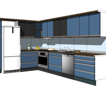 现代厨房橱柜su模型