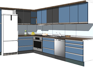 现代厨房橱柜su模型