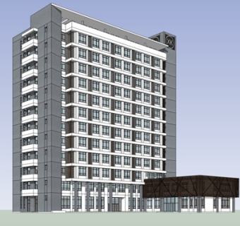 现代高层公寓su模型