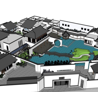 中式古建民房su模型