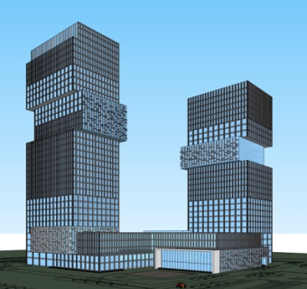 现代高层写字楼su模型