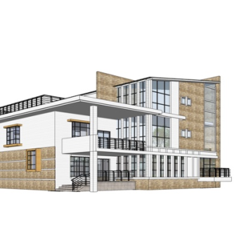 现代多层民房su模型