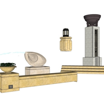 欧式花钵组合su模型