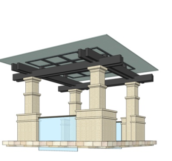 中式廊架凉亭su模型