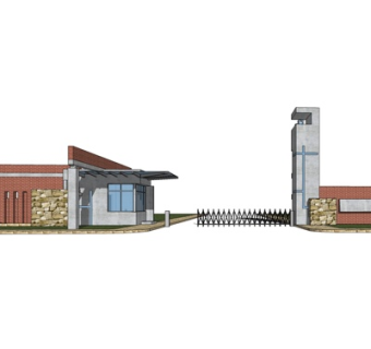 现代学校入口su模型