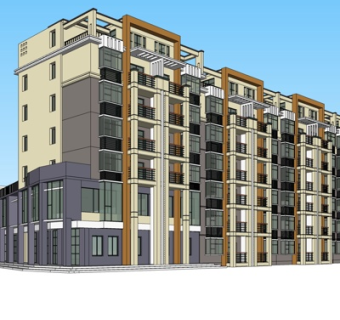 欧式高层公寓su模型