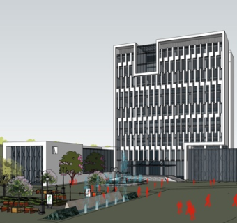 现代办公楼外观su模型