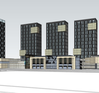 现代高层办公楼su模型