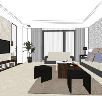 现代客厅su模型