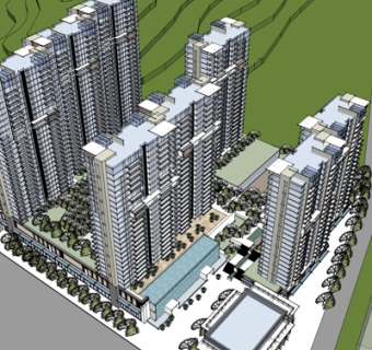 欧式高层住宅规划su模型