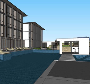 现代多层民房su模型